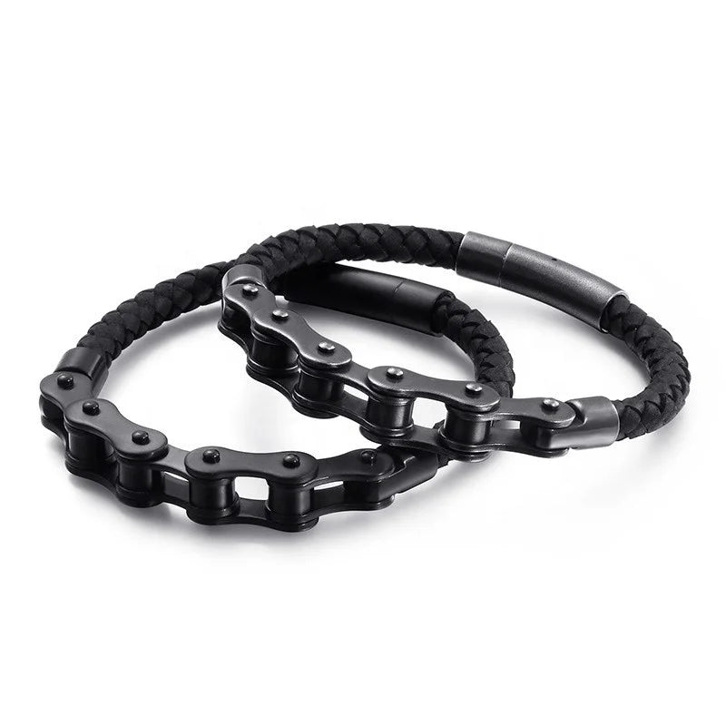 2020 Europe and the United States best selling product fashion personalized bicycle stainless steel leather bracelet