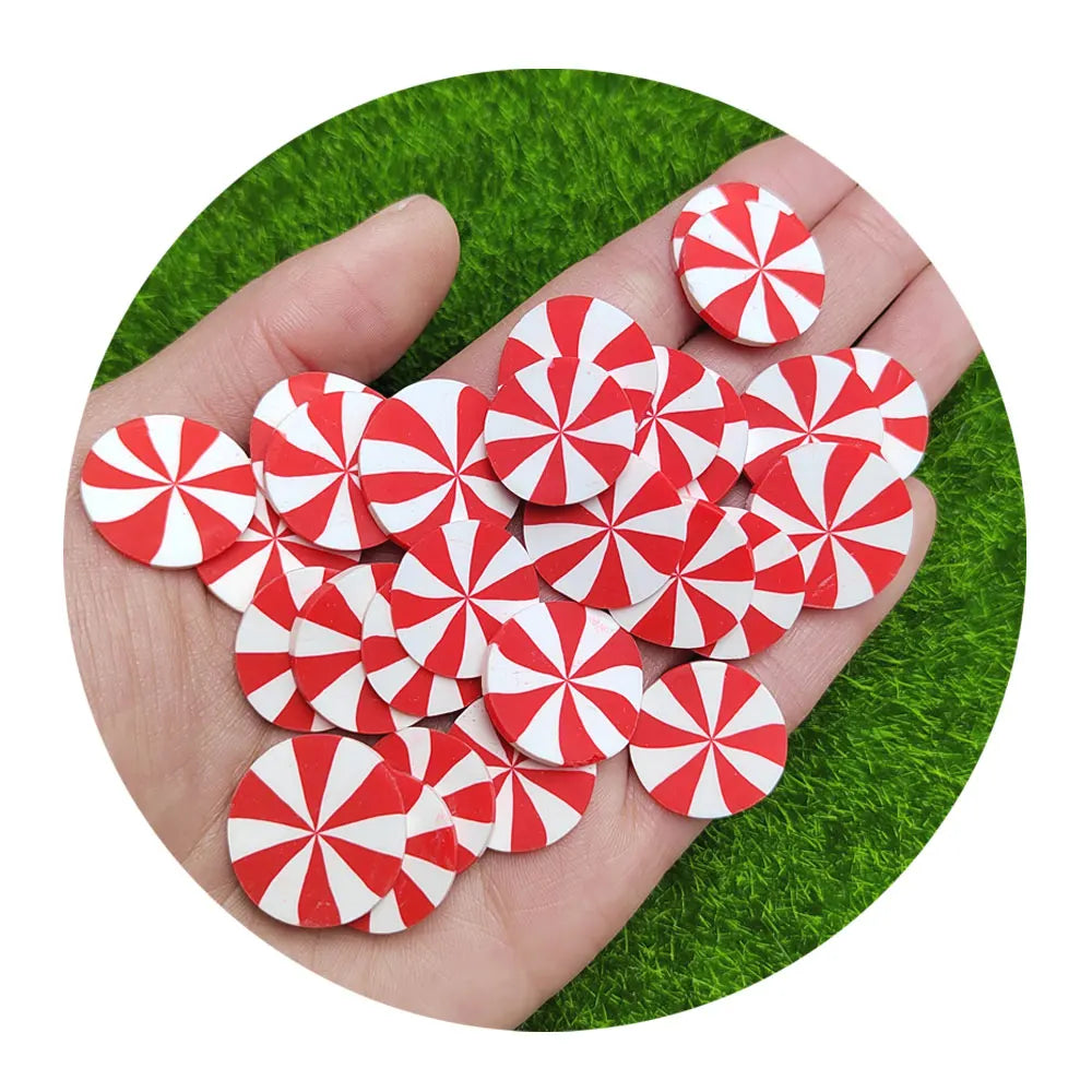 20MM Red White Green Windmills Candy Sprinkles Polymer Clay Peppermint Candy Christmas Play Toys for Kids