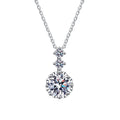S925 Sterling Silver Moissanite Necklace Classic Style Silver Plated for Wedding Party or Engagement
