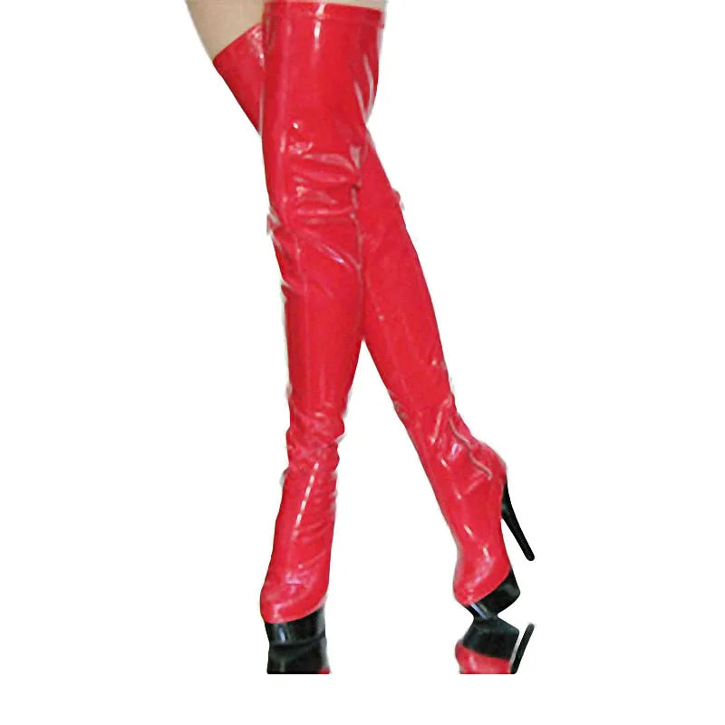 15cm Sexy High-Heeled Platform Fun Tall Boots 6 Inch Plus Size Women's Winter Thigh High Boots with Zip Closure and ABS Outsole