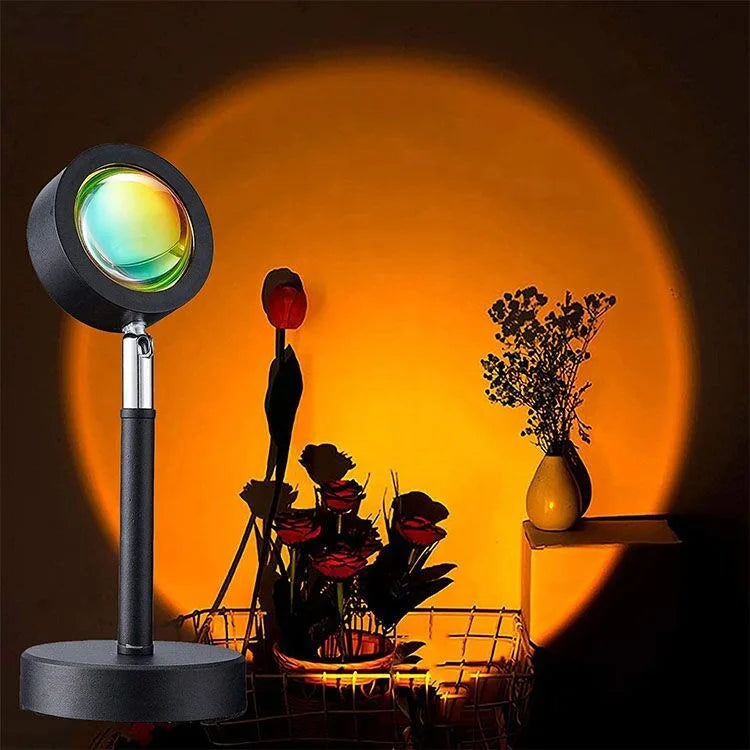 USB Rainbow Sunset Red Projector Led Night Light Sun Projection Desk Lamp Bedroom Bar Coffee Store Wall Decoration Lights SNL001