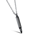 High Quality 316L Stainless Steel Gold Silver Plated Beads Bullet Pendant Necklace Unisex Hip-Hop