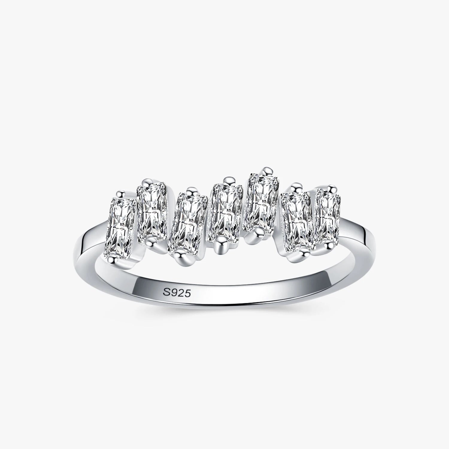 Ailmay Sparkling Clear CZ Charm Rings 925 Sterling Silver Trapezoid Finger Ring for Women Wedding Engagement Fine Female Jewelry