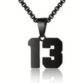 Fashion Lucky Number Necklace for Men Boys Stainless Steel Black Plated Baseball Jersey Numbers Pendant Necklace Wholesale