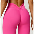 CCK8524 V Cut Scrunch Butt Womens V-Back Bottom Low Gym Waist Legging Lift Workout Yoga Pants High V Back Leggings