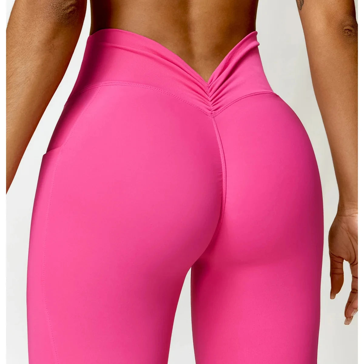 CCK8524 V Cut Scrunch Butt Womens V-Back Bottom Low Gym Waist Legging Lift Workout Yoga Pants High V Back Leggings