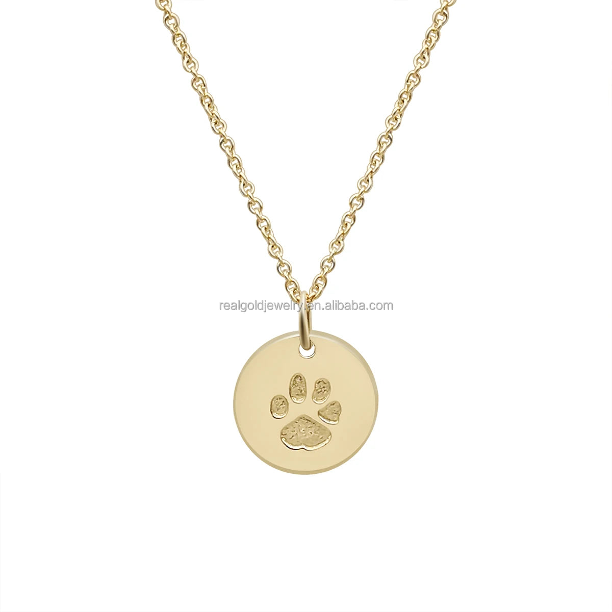 Real Gold Necklace Customized Cute Pets Print Necklace 14k Solid Gold Dog Paw Print Pendant Necklace Find Jewelry