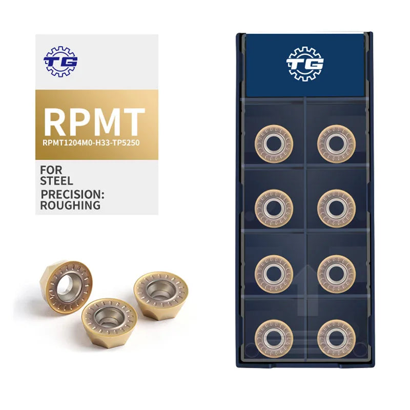TG Steel Customizable CNC Carbide Inserts RPMT1204M0-H33-TP5250 Boxed Circular Profile Milling Negative Chamfer Carbide Inserts