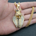 Custom Men Accessories Jewelry Gold Crown Medallion Snake Pendant Necklace