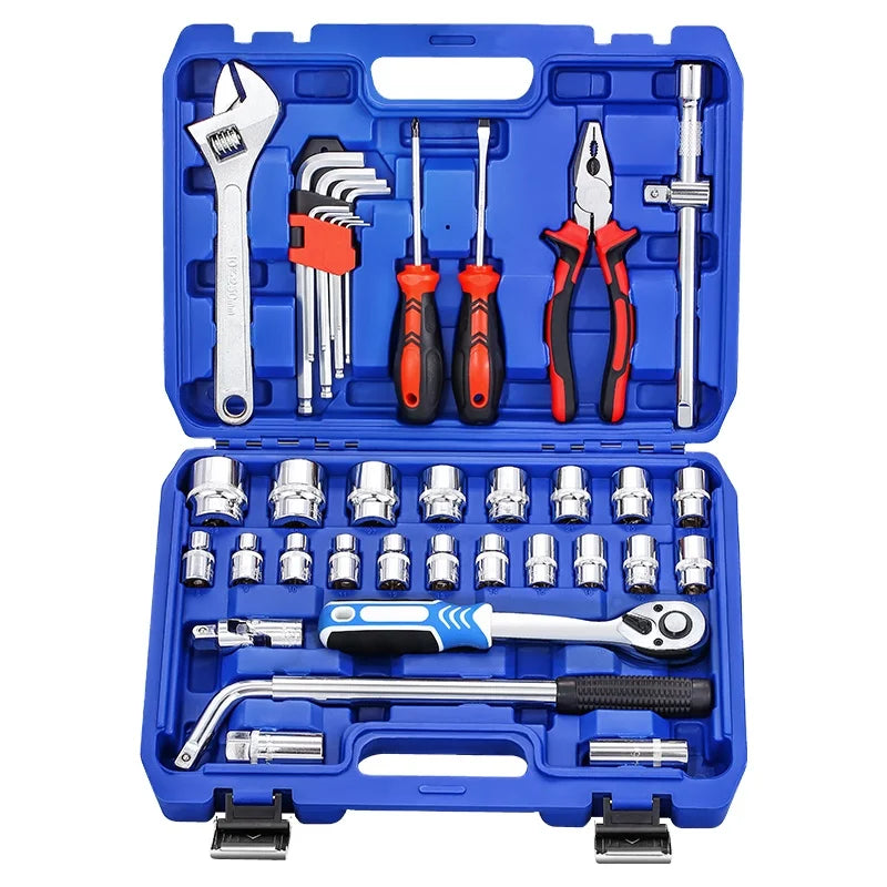 Hardware Supplies CRV 1/2"Dr Socket Tool Sets Professional Box 72T Car Repair Ratchet Wrench Set Box