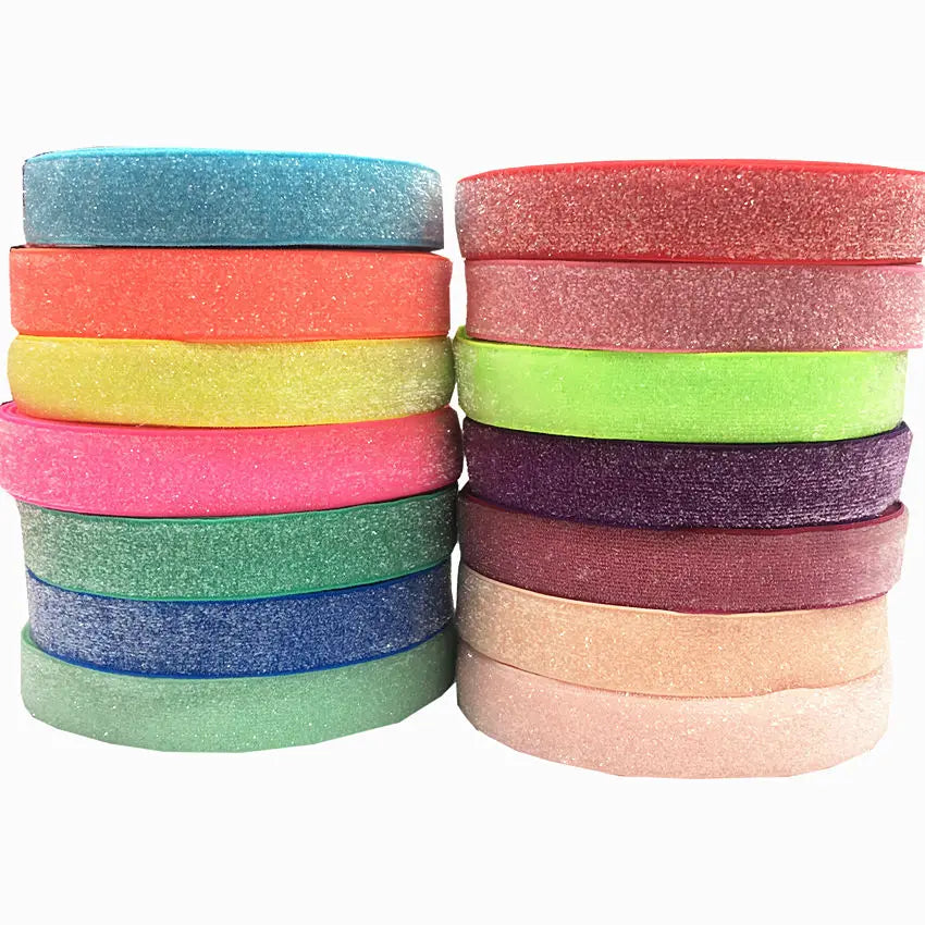 5/8'' Frosted Glitter Elastic Wholesale Metallic Elastic Ribbon for Hair Tie Bracelet Wristband Headband Headwear Accessories