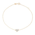 Sweet Tiny Pave Folded Heart Anklet 925 Silver