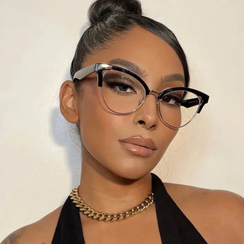 0527 Oversized Cat Eye Optical Anti Blue Eyeglasses New Women Men Classic Vintage Optical Glasses Female Computer Glasses