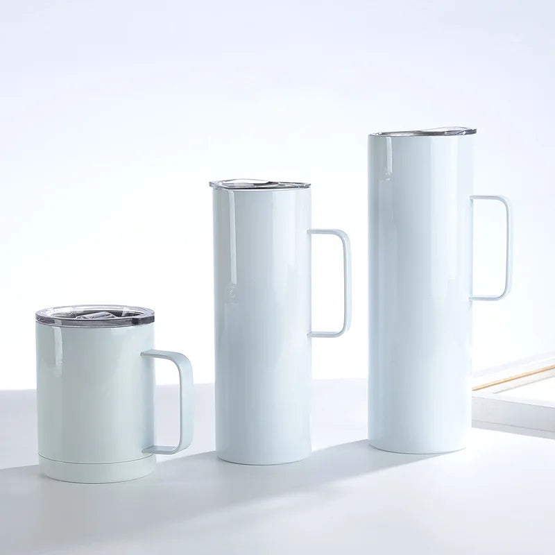 Wholesale 12oz 20oz 30oz Double Walled Stainless Steel Vacuum Insulated Coffee Travel Mug Car Tumbler White Blanks Sublimation