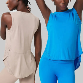 Women's Lightweight Workout Tank Top Cool-Dry Sleeveless Loose Fit Yoga Shirts Long Athletic Tops for Women