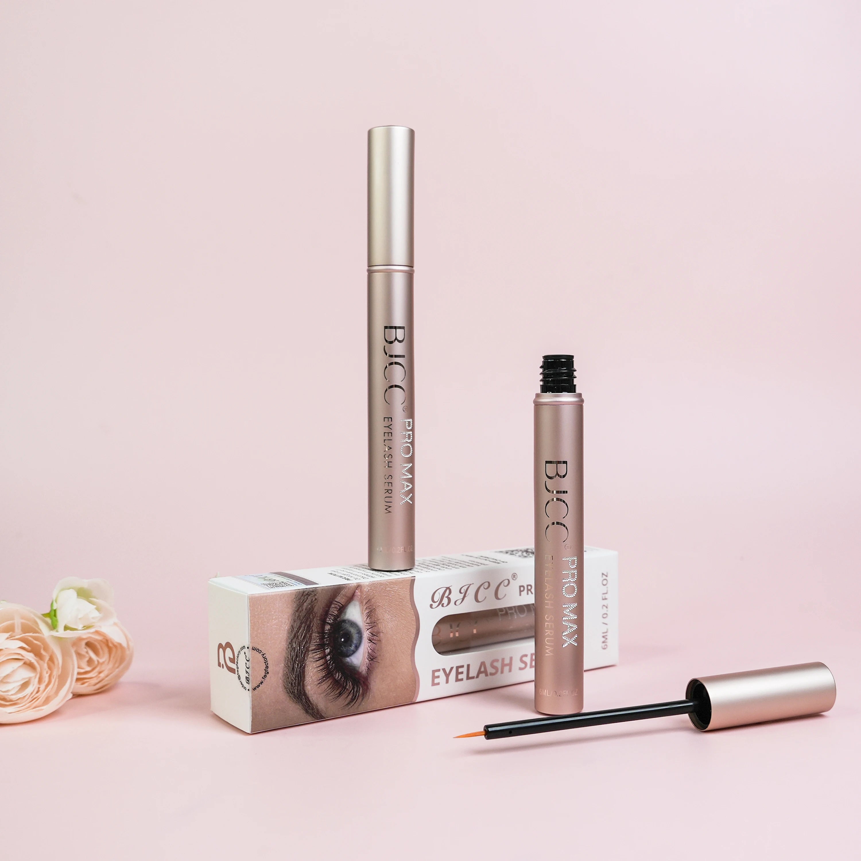 Natural Vegan Castor Oil Eyelash Grow Fuller Lashes Liquids Peptides Pink Packaging BJCC Eye Lash Growth Serum