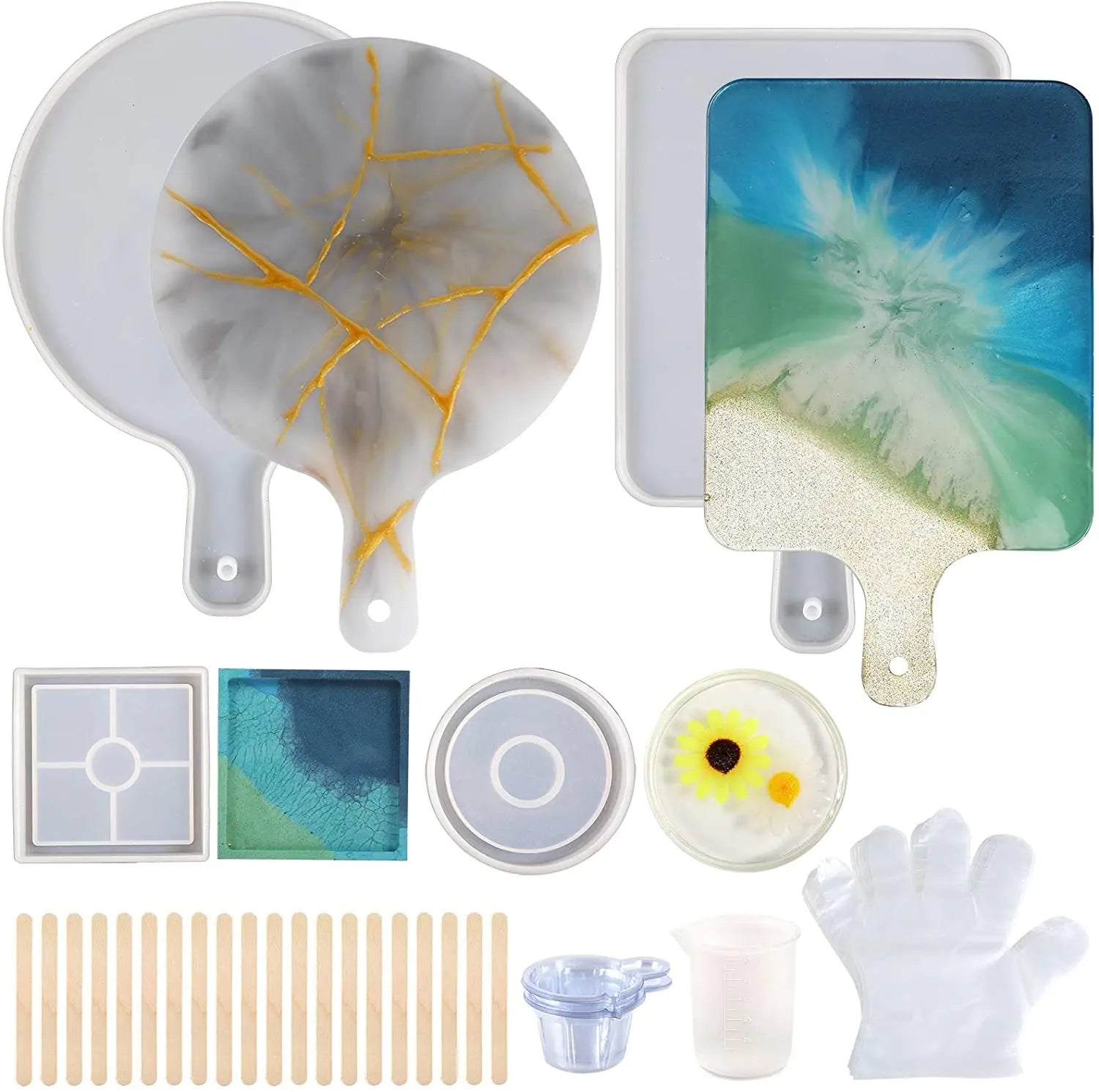 Large Coaster Tray Silicone Mold Set DIY Home Decoration Making Store Items Epoxy Resin Tray Silicone Mold