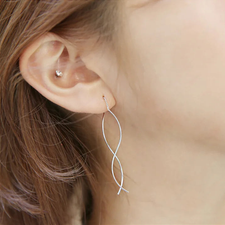 Wholesale Silver Jewelry Fashion Simple Long Tassel Earrings for Women Boucle D'oreille Pendientes Drop Earrings