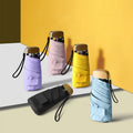 Pocket Umbrella Gold Handle Portable UV Protection 5 Folding Travel Carton Plastic Mobile Phone Umbrella Business Gifts Manual