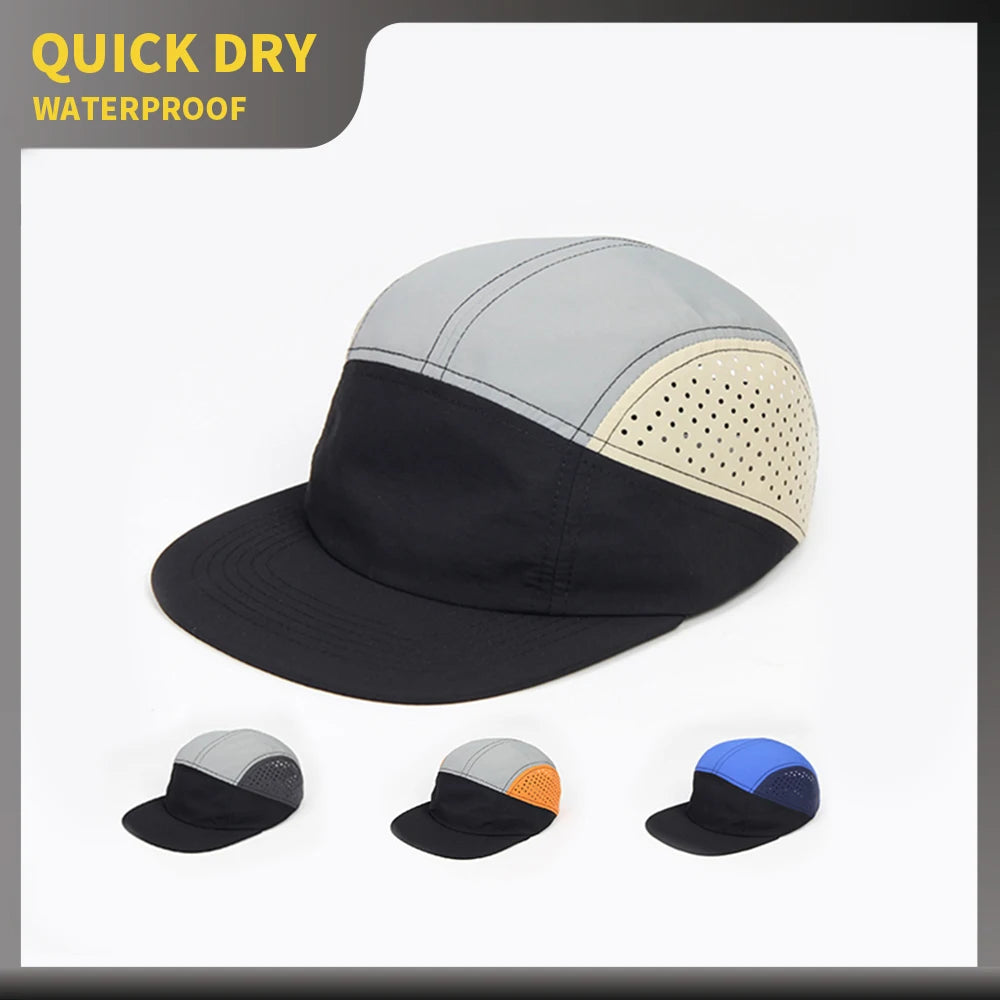 Low MOQ Blank Plain Breathable Nylon Waterproof Perforated Camp Hat Raining Hat Quick Drying Running Hat