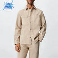 Custom Logo Cotton Men Plus Size New Design Men Long Sleeve Overshirt Designer Solid Color Shirt for Men