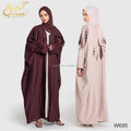 2026 Habib Luxury Stoned Abaya Dubai Wholesale Brand Style Crystal Diamond Open Abaya Hijab Set