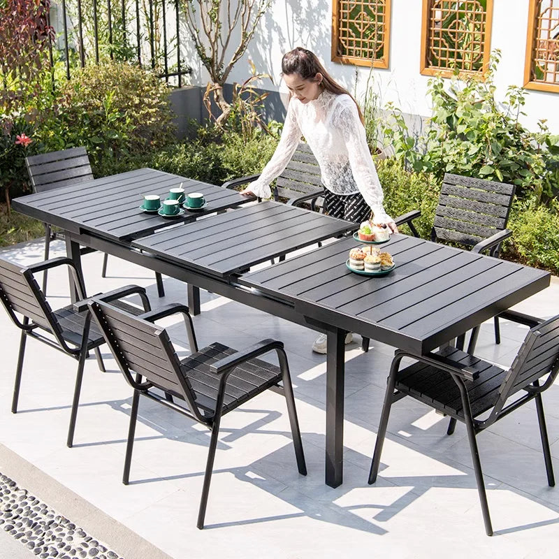 Youya Luxury Outdoor Coffee Table Plastic Iron Frame Black Nordic Outdoor Furniture Modern Garden Set