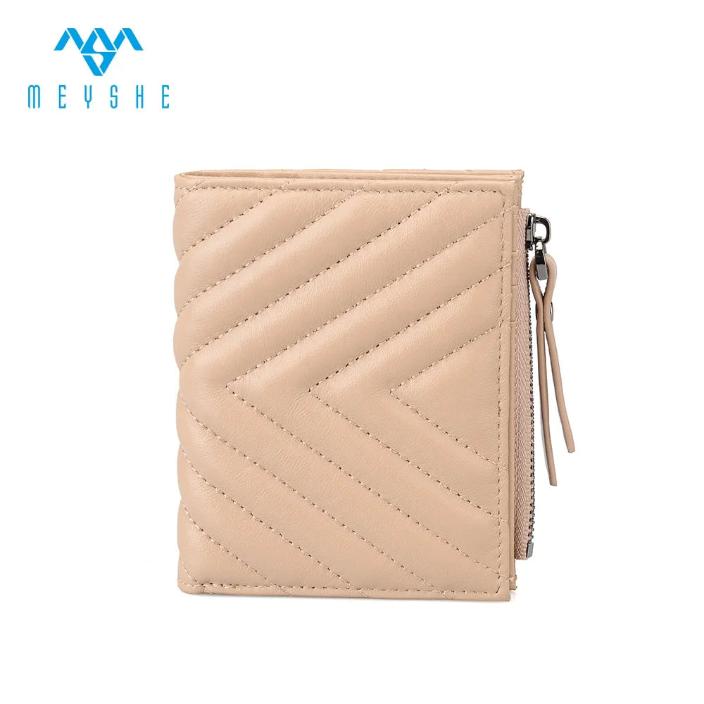 Factory Custom Brands Luxury Sheepskin Genuine Leather Women Original Wallets Purse With Zipper & Hasp