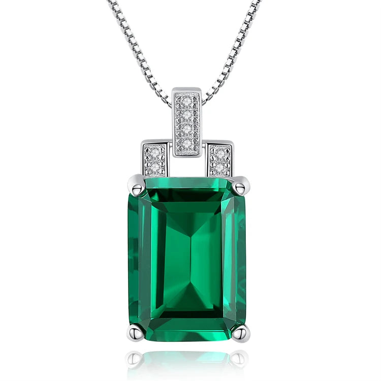 Exquisite Square Shape Gemstone Pendant 925 Sterling Silver Big Diamond Zircons Necklace for Women