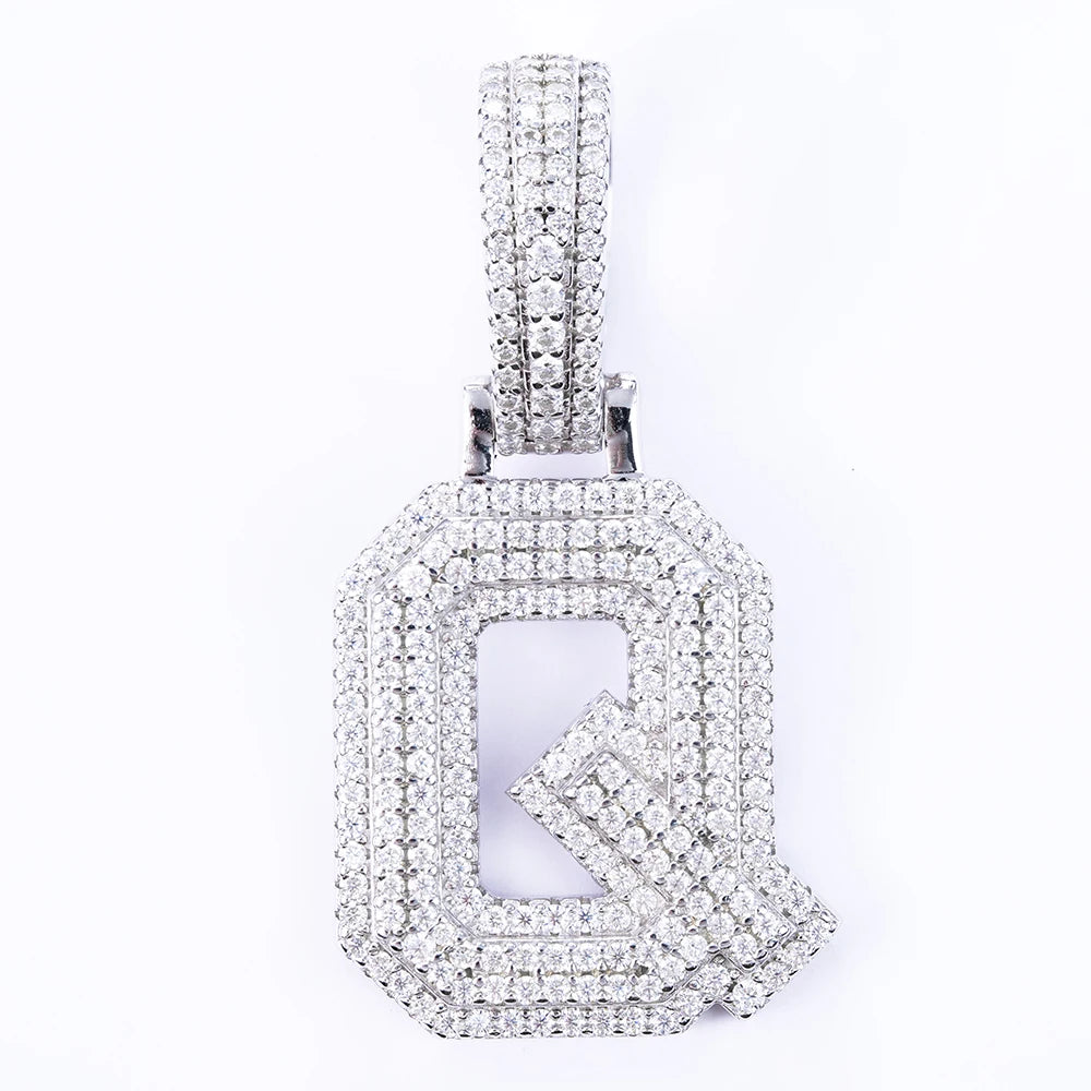 Wholesale Hip Hop Fine Jewelry 925 Sterling Silver Iced Out Moissanite  QUITE  Letter Pendant for Men Jewelry