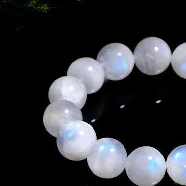 Blue Moonlight Natural Crystal Bracelet Handmade White Blue Stone Bracelet Carved Polished Engraving for Home Decoration Gift
