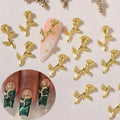 10Pcs/Bag Luxury Metal Nail Jewelry Three-Dimensional Gold Silver Nail Accessories Rose Flower 3D Nail Charms