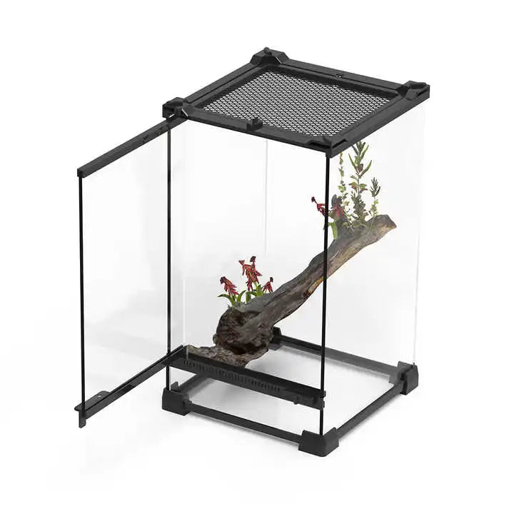 New Double-Door Rainforest Terrarium for Snakes and Geckos Square Glass Tank with Frame Reptile Enclosure MegaBDM