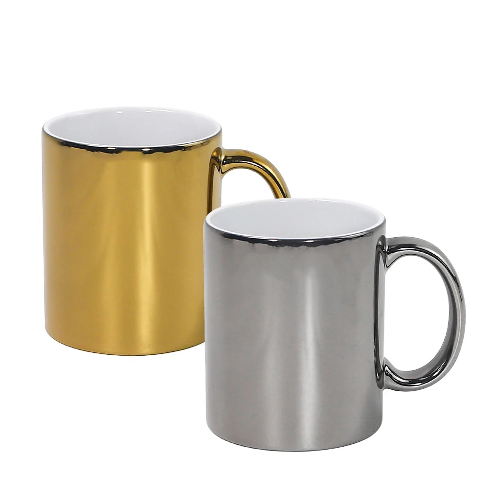 Wholesale 11oz Blank White Coated Sublimation Mirror Coffee Ceramic Printed Mugs Coffee Mug with Handle Custom Cup