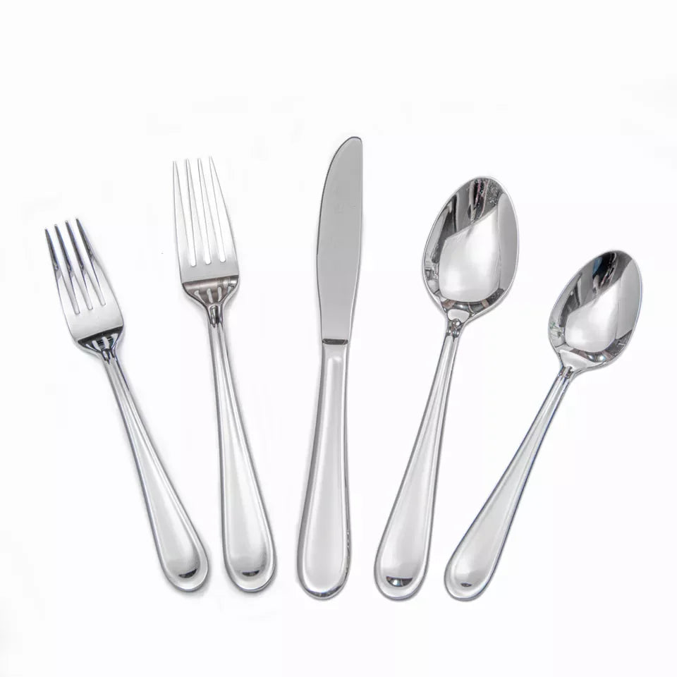 Modern 5Pcs Eco-Friendly Stainless Steel Flatware Set Includes Spoon Fork Tableware for Restaurant Hotel Cafe or Party