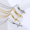 Trendy Women Cross Jewelry Cubic Zircon Crucifix Necklace Stainless Steel Religious Gold Silver Ankh Cross Pendant Necklace