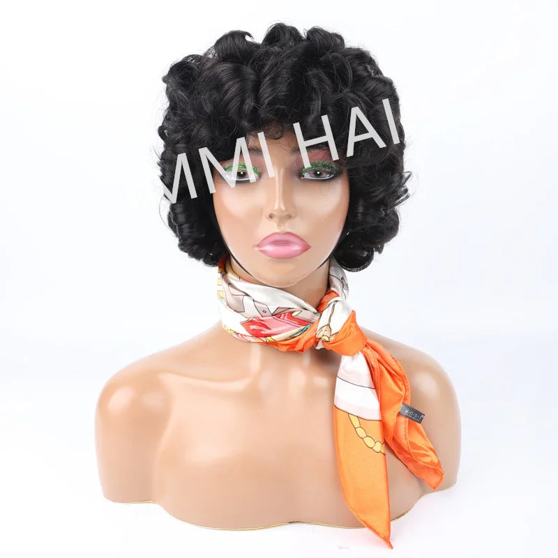 Bouncy Pixie Curls Wigs for Black Women Afro Kinky Trendy Brazilian Cheap White Bob Blonde Ombre Braided Human Hair Lace Wigs