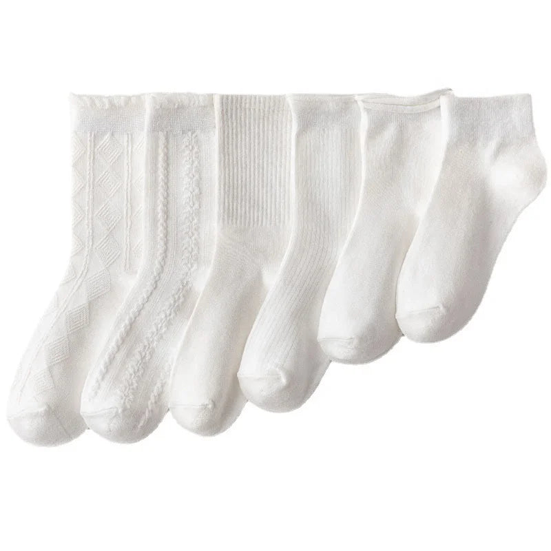 Wholesale Plain White School Student Socks Women Cotton Crew Ankle Socks for Girls