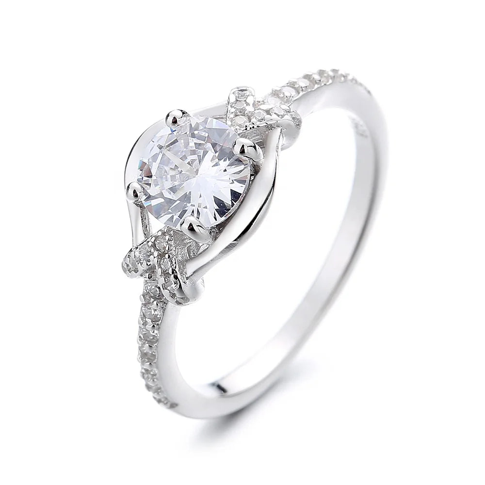 925 New Fashion CZ Ladies Elegant Ring Party Favors Blue Ring Sterling Silver