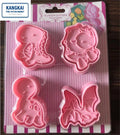 New Arrival 6pcs DIY 3D Plastic Animal Cartoon Dinosaur Shape Handpress Cookie Plunger Cutter