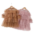 Girls Princess Mesh Layers Cake Dresses for Kids Sequin Elegant Party Tutu Prom Vestidos Children Ruffles Clothes