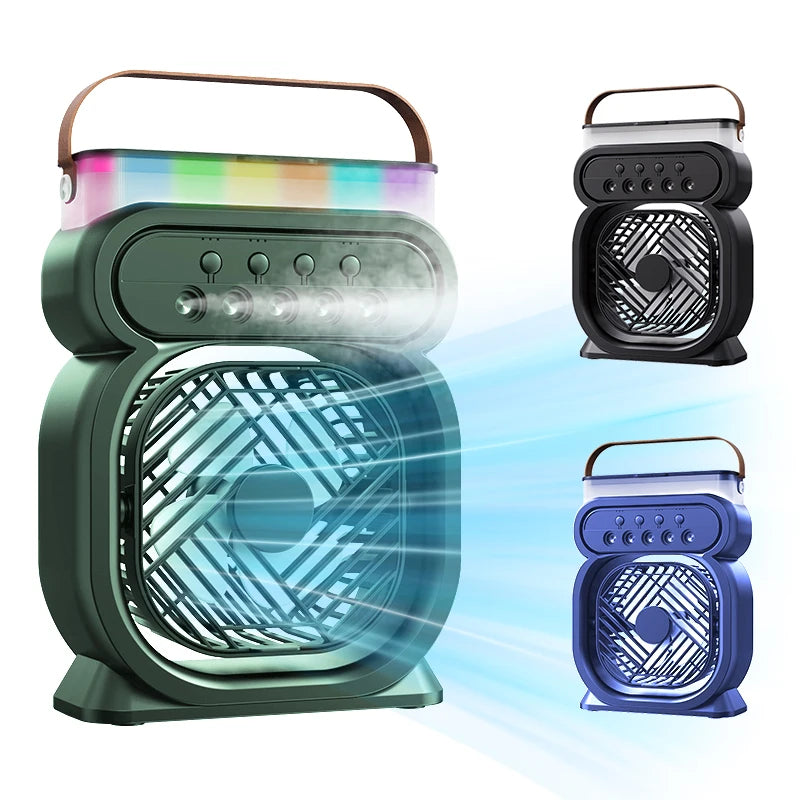 Portable 3-Speed Mist Fan 7 Colors Light Ventilateur Mini Air Cooler Air Conditioner 450ml Water Tank Personal Air Cooler Fan