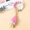 Silicone Keychain with Tassel Silicone Key Chain Bracelet Cute BOHO Key Ring Chain for Car Keys Wristlet for Women