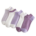 Spring Summer Fashion comfort Breathable Custom Sock Stripe Knitted Tube Teen Girl Meias Purple Cotton Women Crew Socks