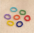 SHIXIN Wholesale Colorful Beaded Ring Set Cute Seven Colors Jewelry Ring Fancy Elastic Finger Ring for Women