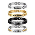 Wholesale Stainless Steel Custom Engraving Name Logo  Watch Band Chain Wristband ID Bracelets for Men