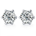 18K White Gold Plated round Cubic Zirconia Stud Earrings 925 Sterling Silver Trendy Studs for Weddings and Gifts