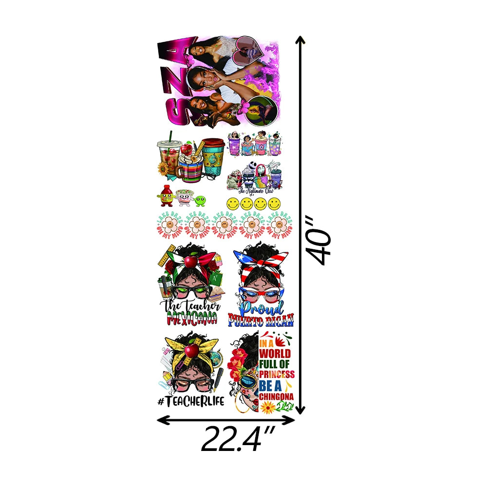 Yunshang Wholesale Transfer Custom 22.4x40 Inch DTF Heat Transfer Gang Sheet DTF Sticker for Men Women T-shirt Vinyl Sticker