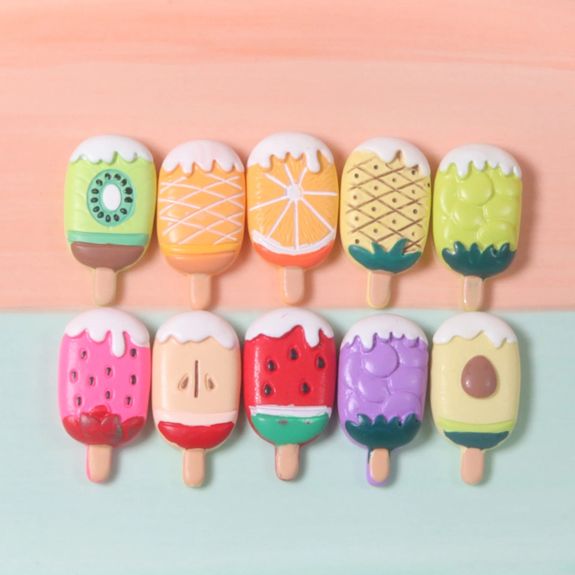 Good Quality Various Summer Fruit Ice Cream Design Flatback Resin Cabochons for Jewelry