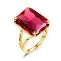 JINAO 18K Gold Plated Big Gemstone Christmas New Year Gift Fine Jewelry Ruby Engagement Rings for Women Sterling Silver